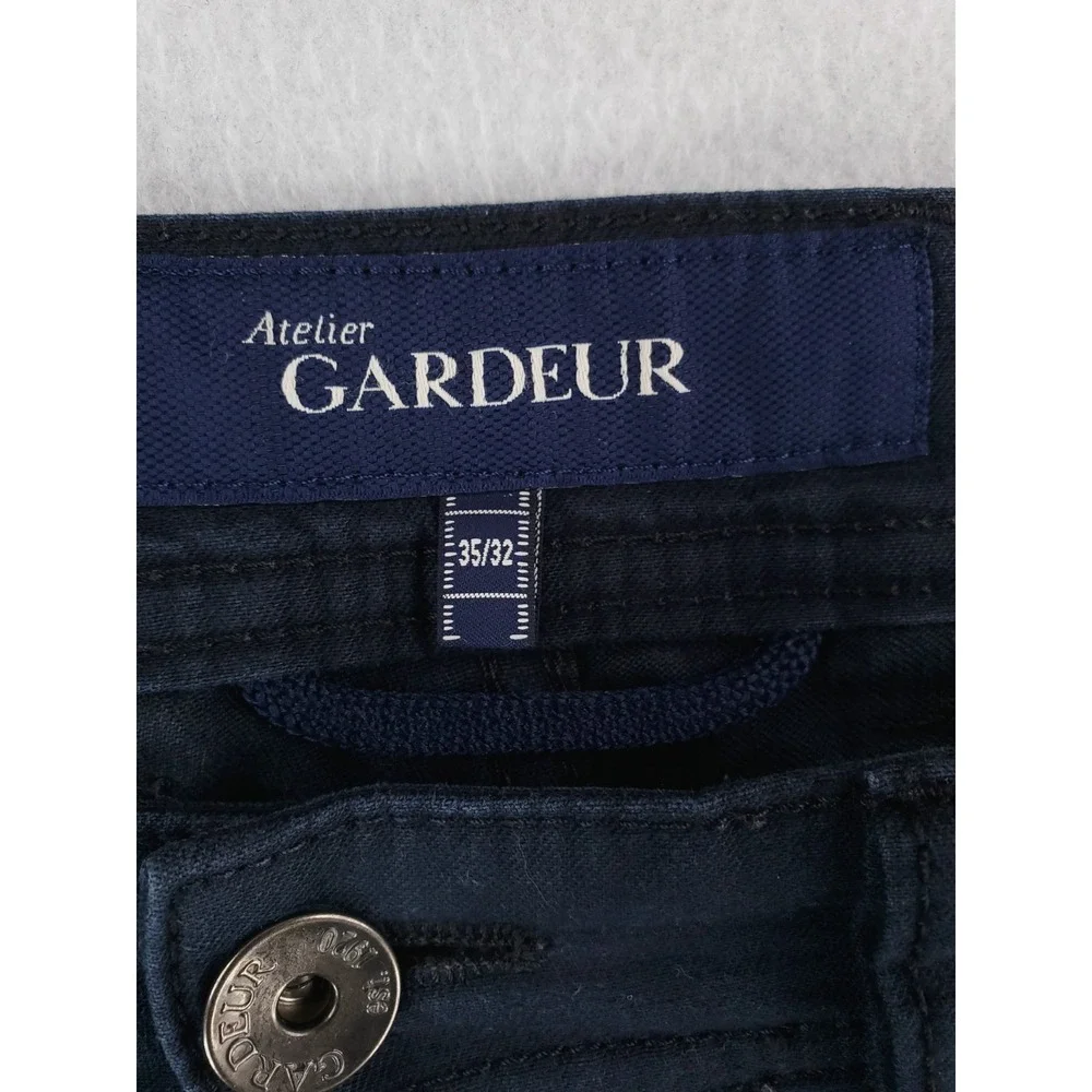 Atelier Gardeur Pants Mens 35x32 Navy Blue Nevio 1 Regular Straight Linen Blend